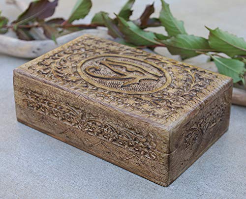 Egyptian Eye of Horus Hand Carved Jewelry Trinket Keepsake Wooden Storage Box (Large)