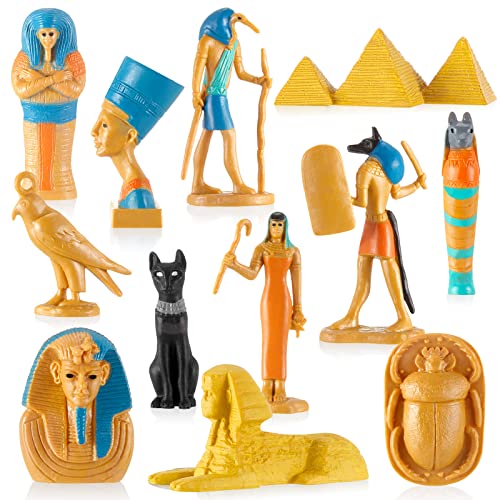 DEEKIN 24 Pcs Ancient Egypt Toys Mini Around The World City Miniatures Buildings Mushroom Egyptian Figurines Pyramid Mummy Egyptian Toys Polar Animal Realistic Egyptian Themed Party (Pyramid)