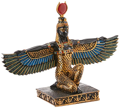Design Toscano, Isis Goddess of Beauty, Egyptian Decor Figurine Statue, 9 Inches Wide, 3 Inches Deep, 6 Inches High, Handcast Polyresin, Full Color Finish