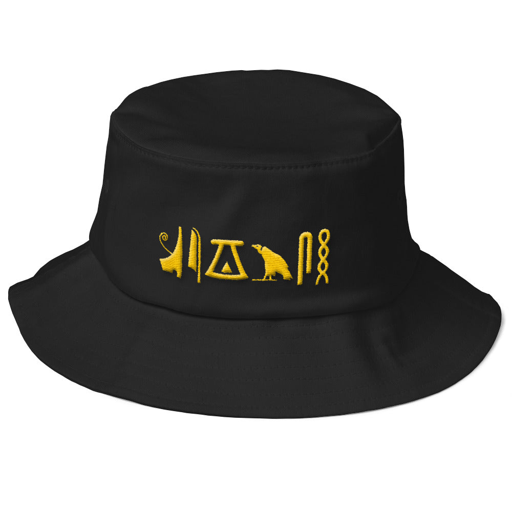 Negash ™ Gold Hieroglyphic Old School Bucket Hat – Negash Apparel